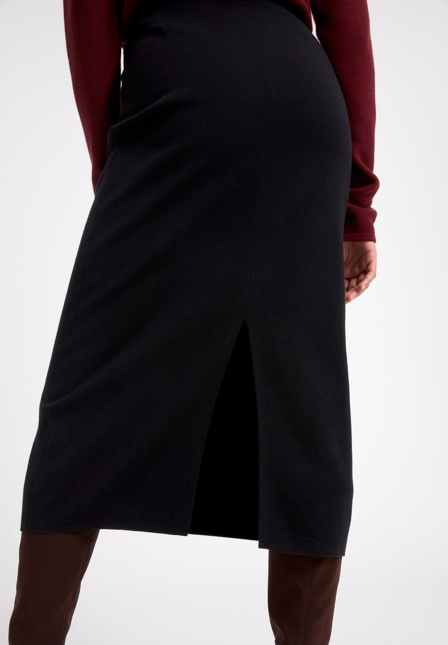 Jupe mi-longue noire en tencel et coton bio - MILANAA black