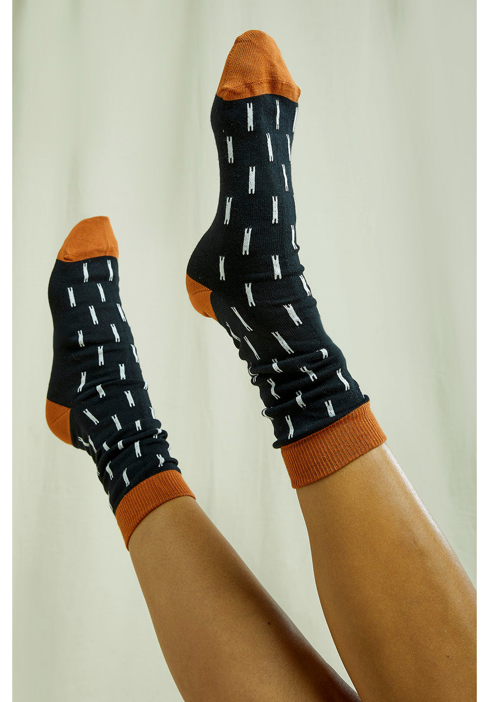 Chaussettes hautes noires en coton bio - Mini Ikat
