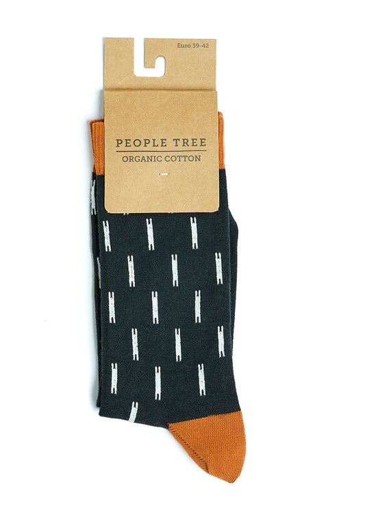 Chaussettes hautes noires en coton bio - Mini Ikat