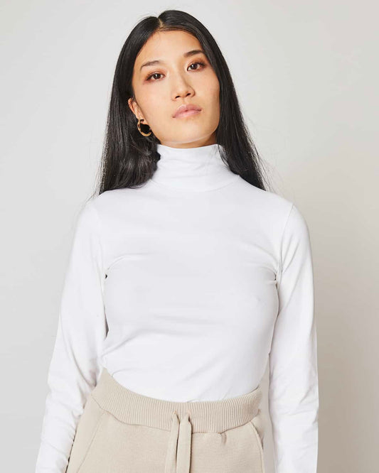 Col roulé blanc en coton bio - Mio