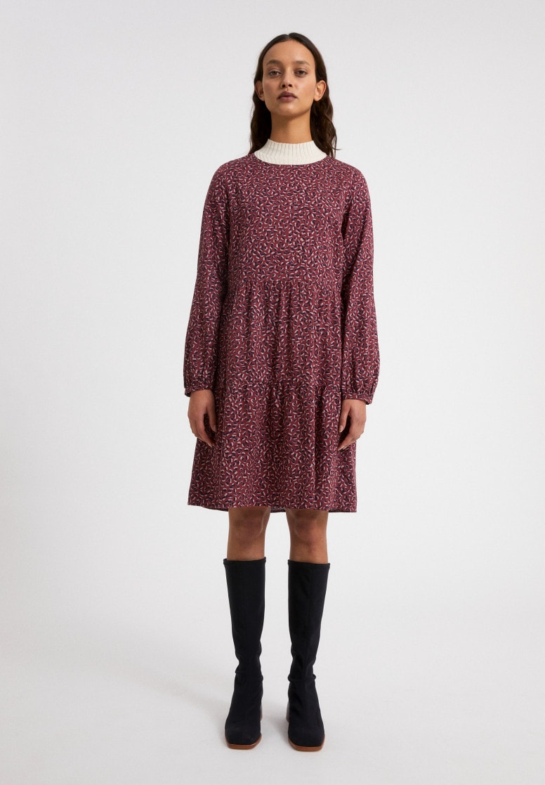 Robe patineuse violette à motifs en lenzing - Mirelaa minifloral