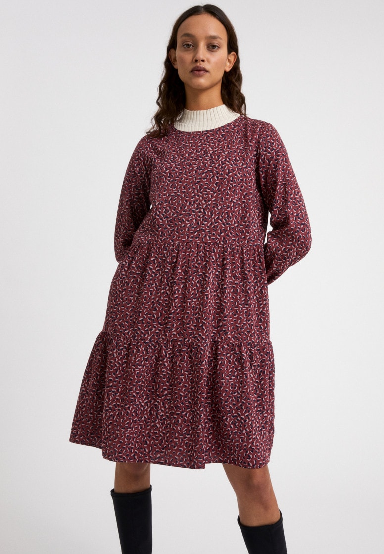 Robe patineuse violette à motifs en lenzing - Mirelaa minifloral