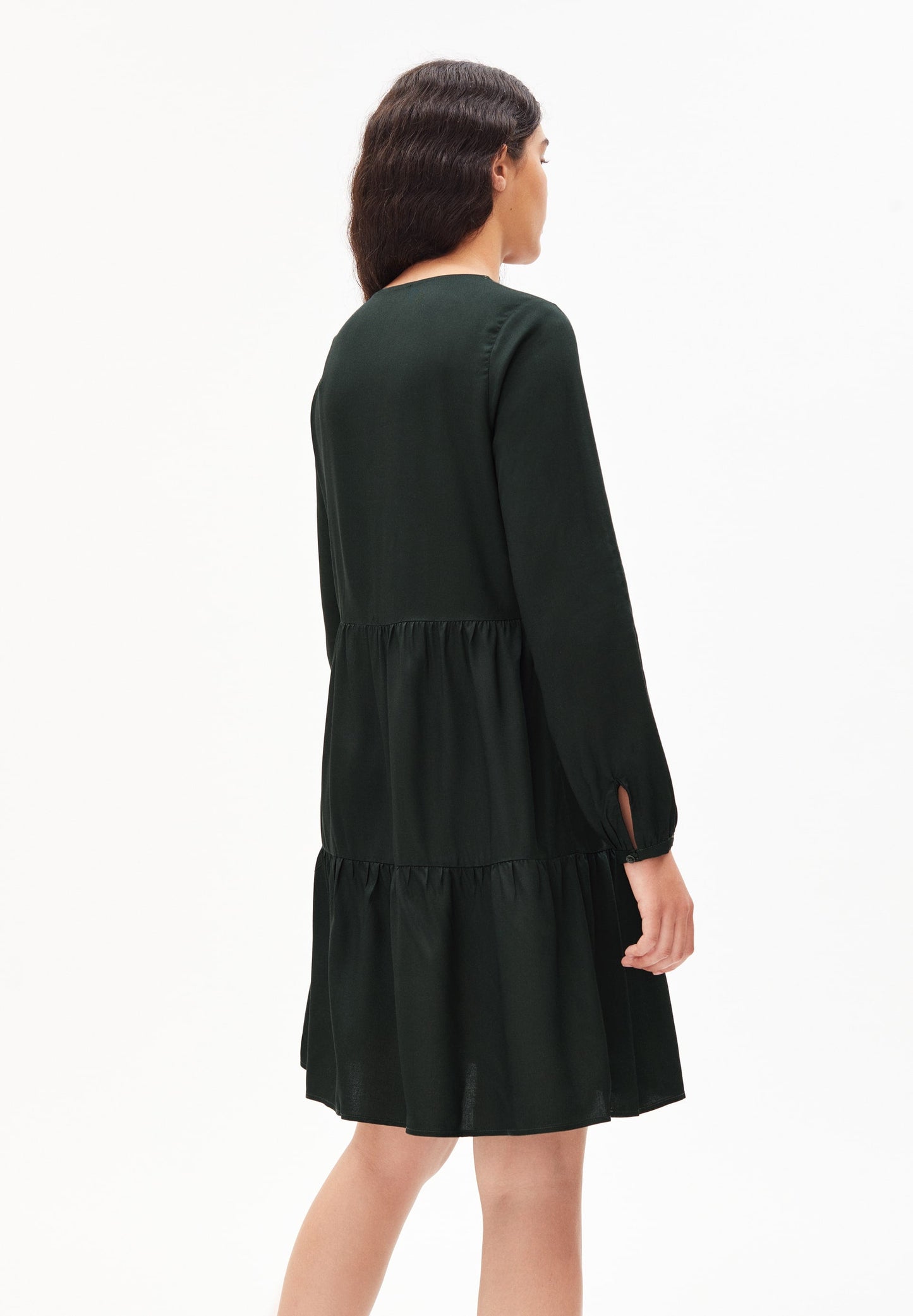 Robe courte patineuse vert forêt en lenzing - Mirelaa vintage green