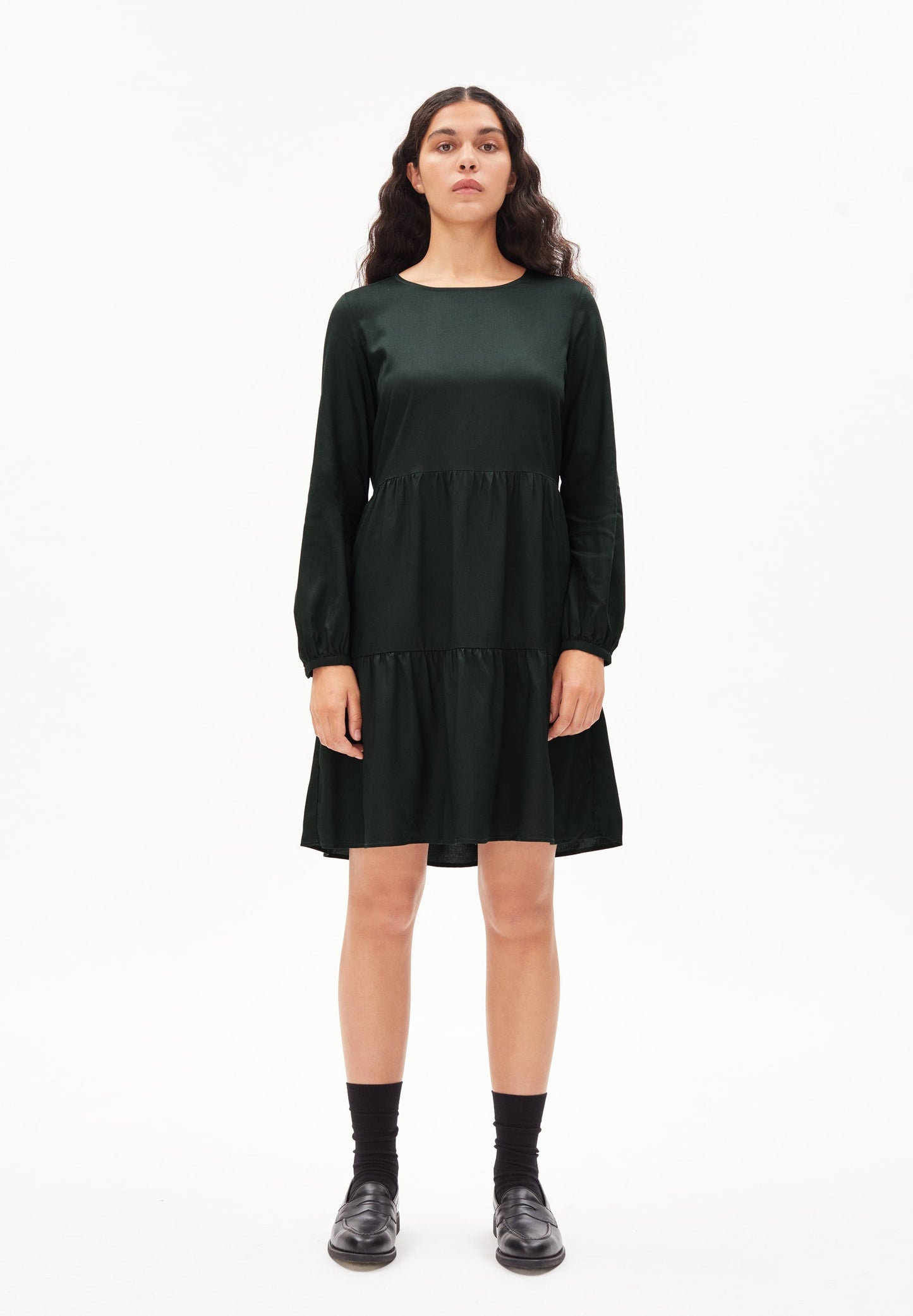 Robe courte patineuse vert forêt en lenzing - Mirelaa vintage green