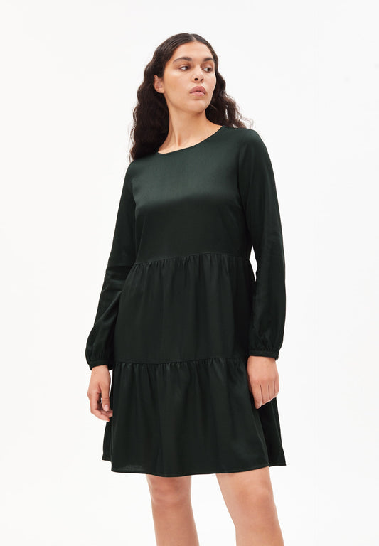 Robe courte patineuse vert forêt en lenzing - Mirelaa vintage green