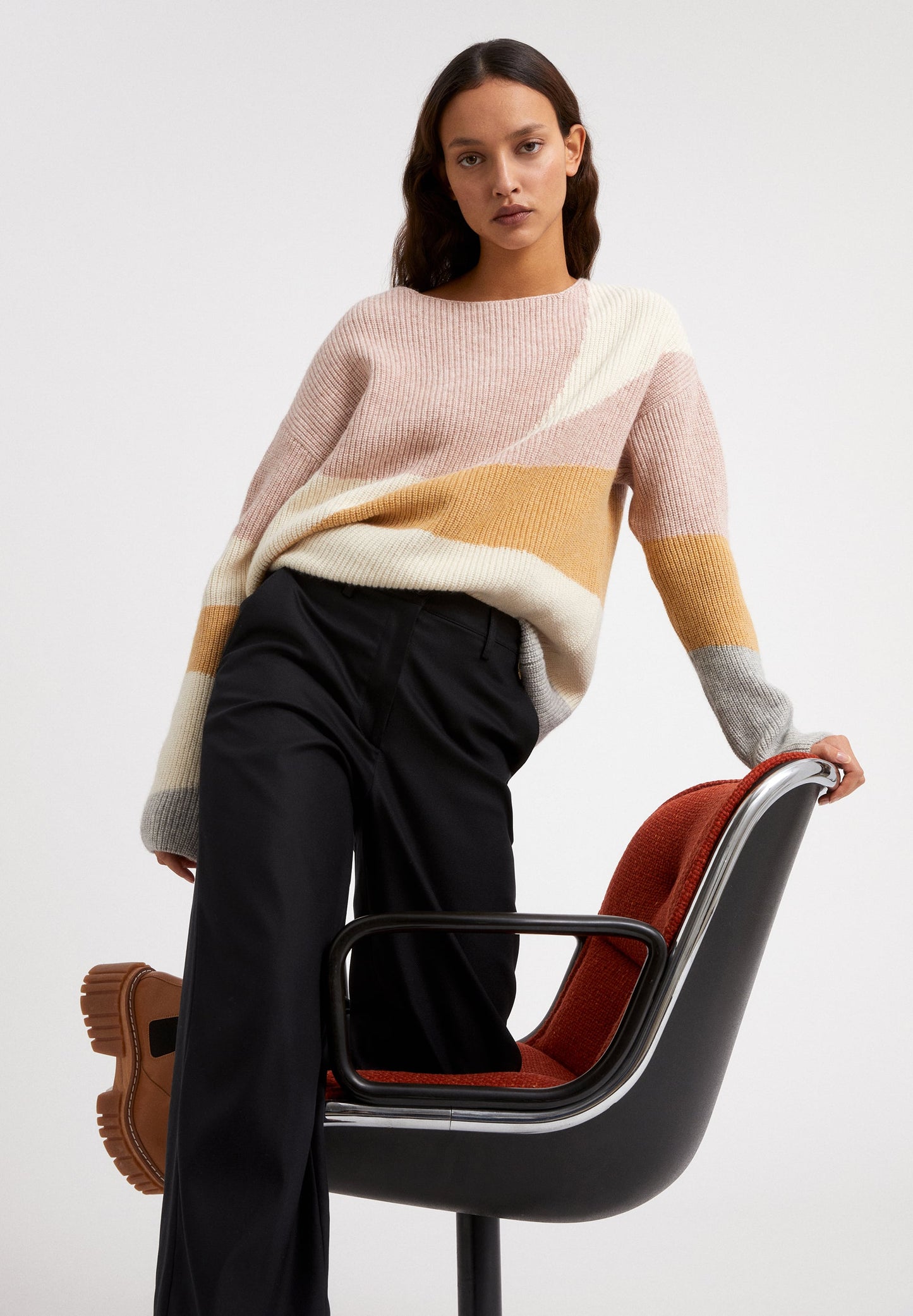 Pull graphique en laine bio et coton bio - MIYAA SOFT HILLS kinoko melange