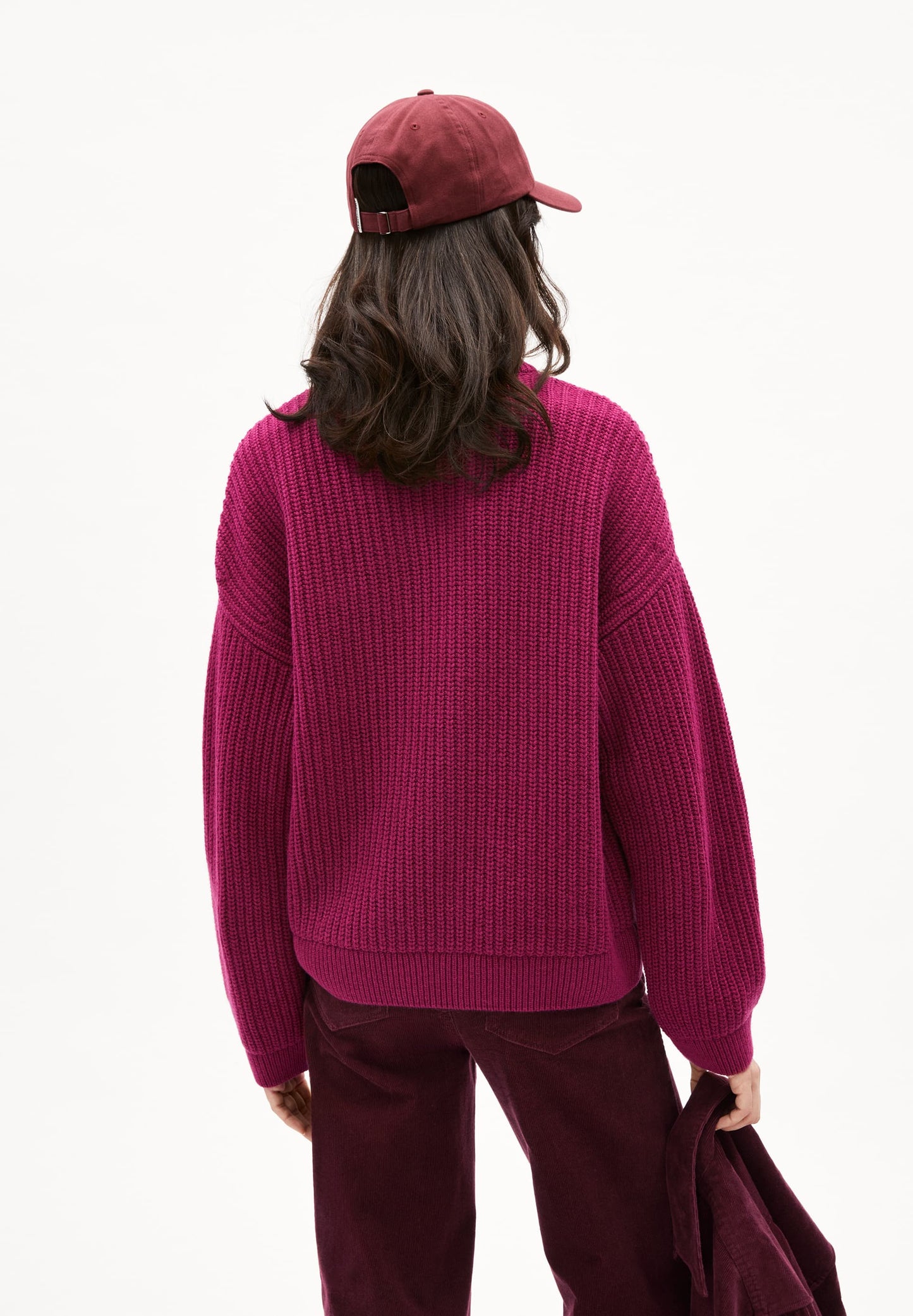 Pull en laine et coton biologique | rouge "miyaar solid - cherry juice"