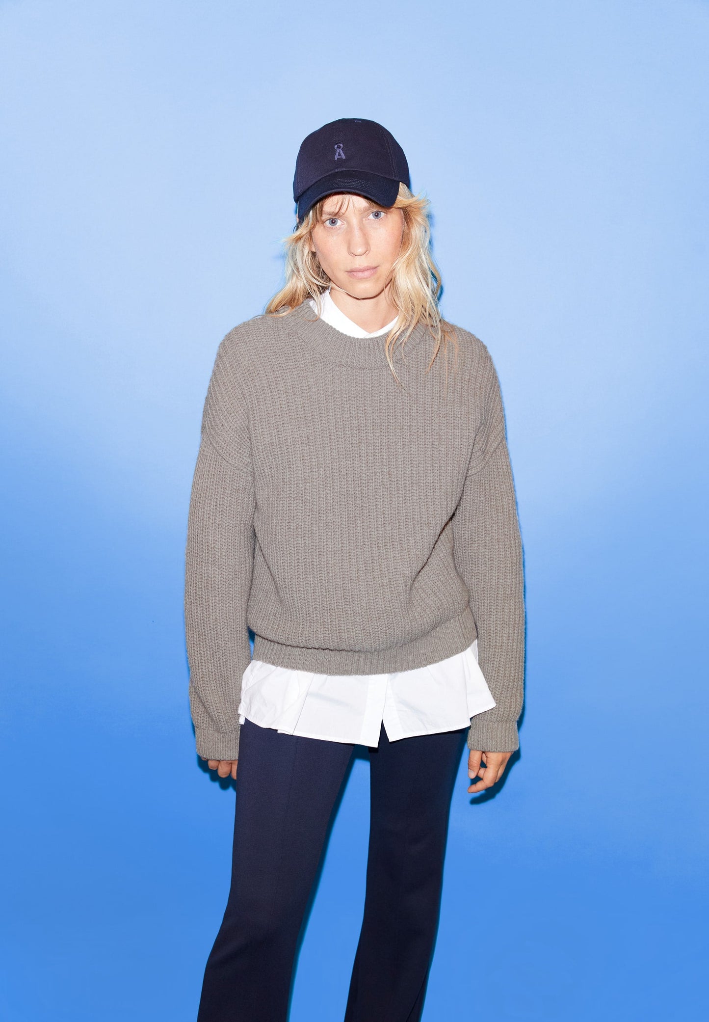 Pull en maille en coton et laine bio | Beige "miyaar solid permafrost melange"