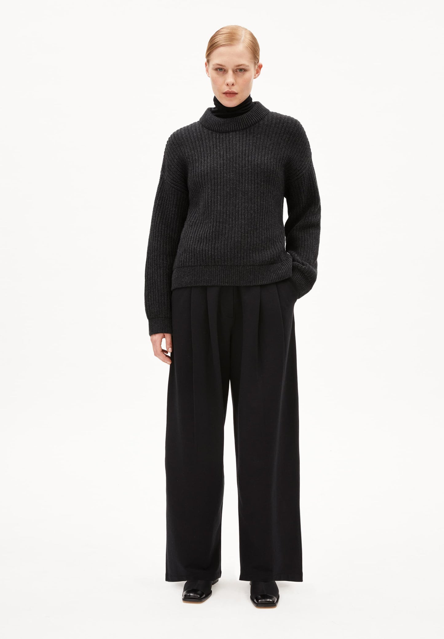 Pull en laine et coton biologique | gris "miyaar solid - steel melange"