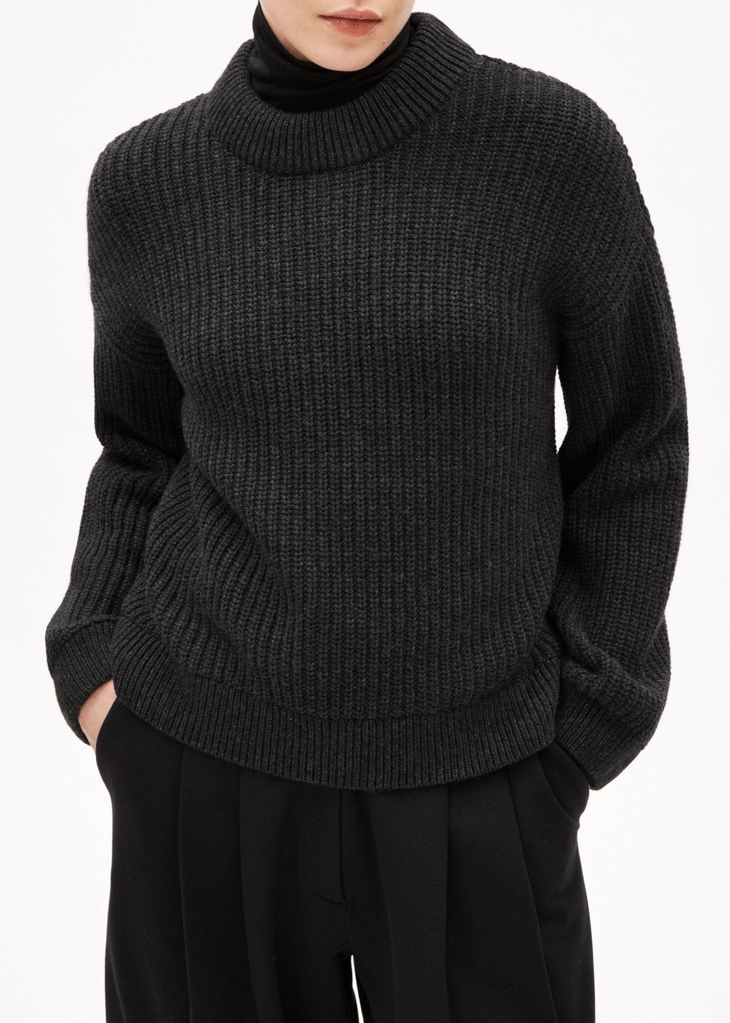 Pull en laine et coton biologique | gris "miyaar solid - steel melange"