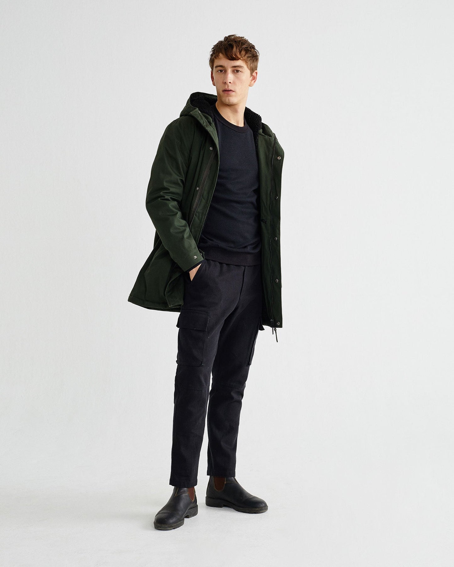Manteau long vert forêt en coton bio et polyester recyclé - Peps