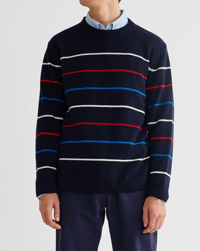 Pull rayé marine en laine - Miki