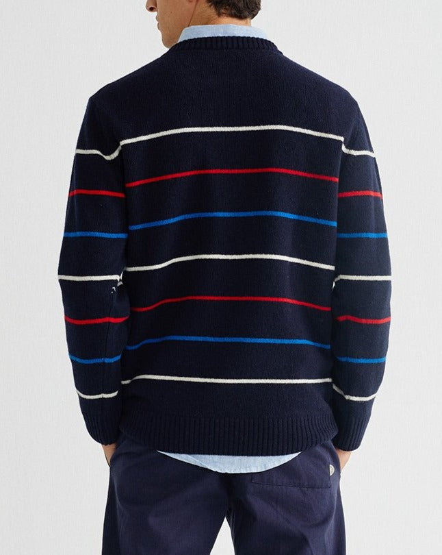 Pull rayé marine en laine - Miki