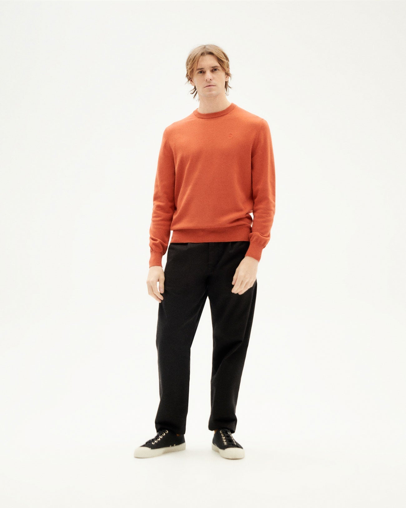 Pull orange en coton bio - burn orlando knit sweater