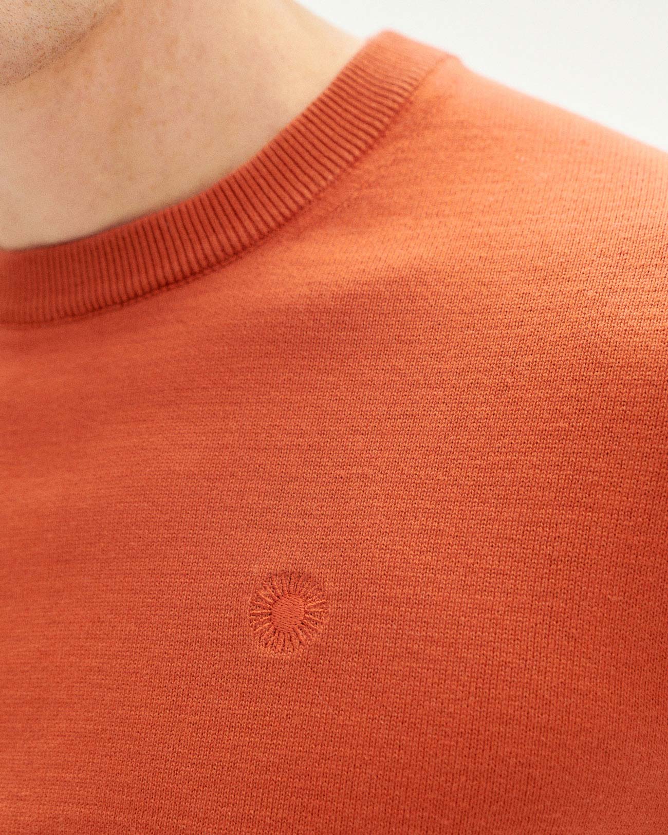Pull orange en coton bio - burn orlando knit sweater