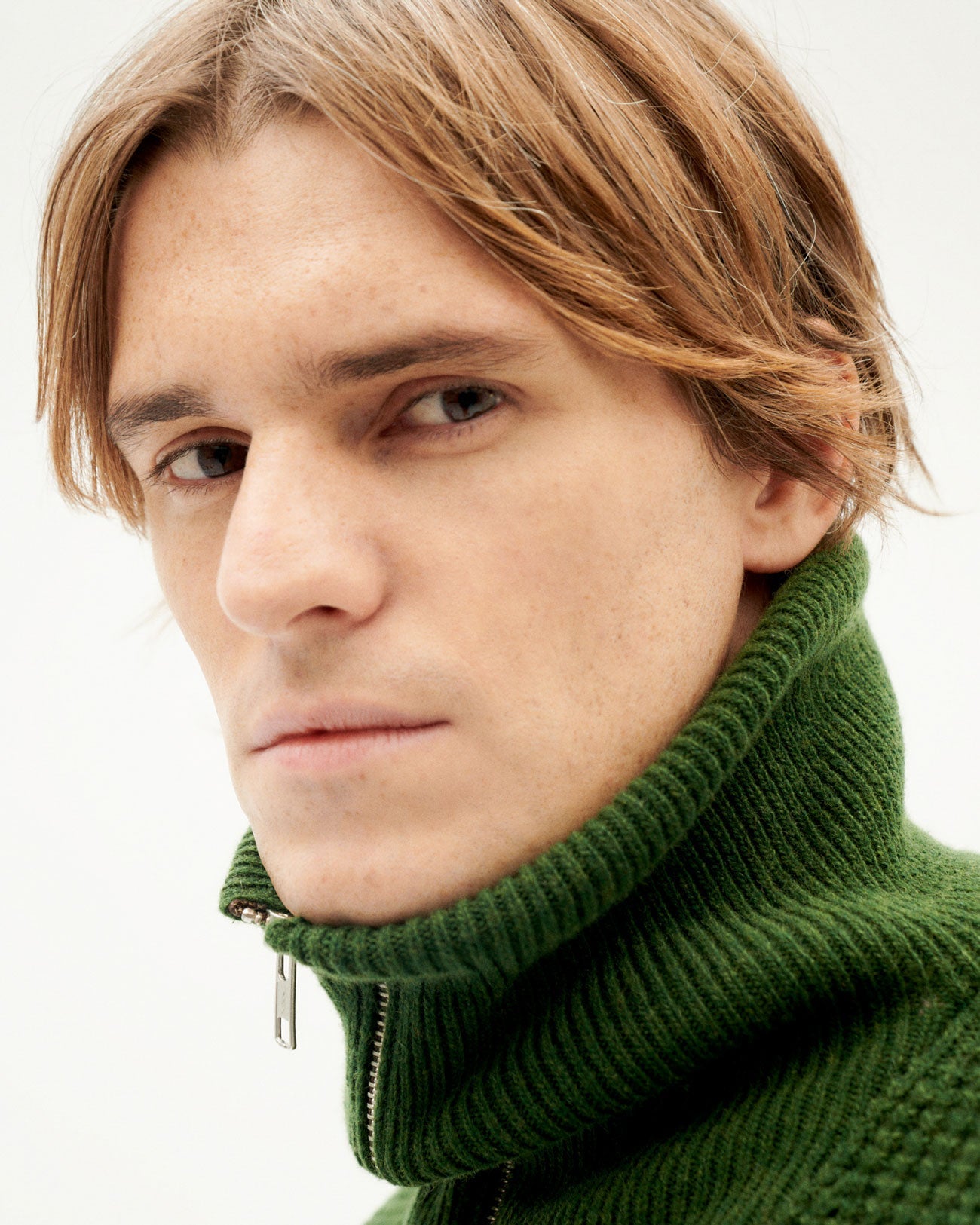 Pull col zippé en laine certifiée | vert "dark green helio knitted sweater"
