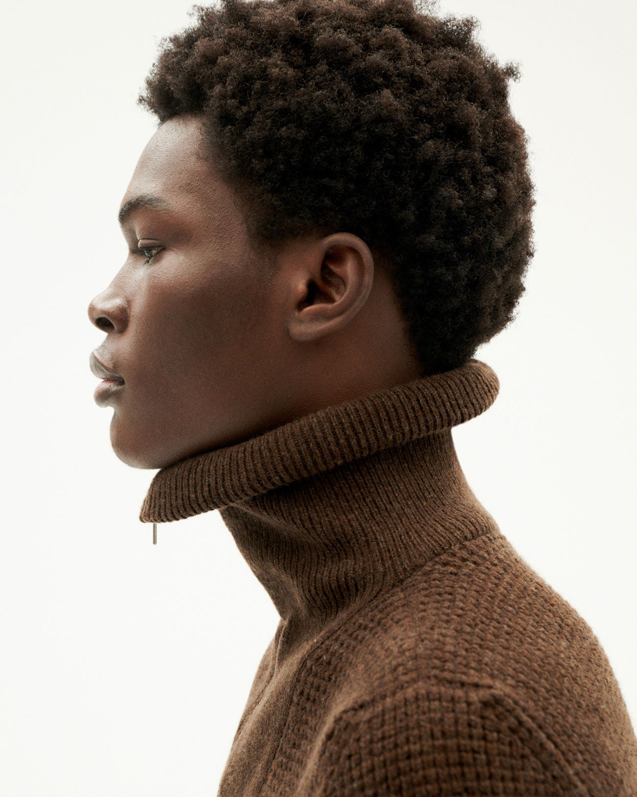 Pull col zippé en laine certifiée | marron "brown helio knitted sweater"