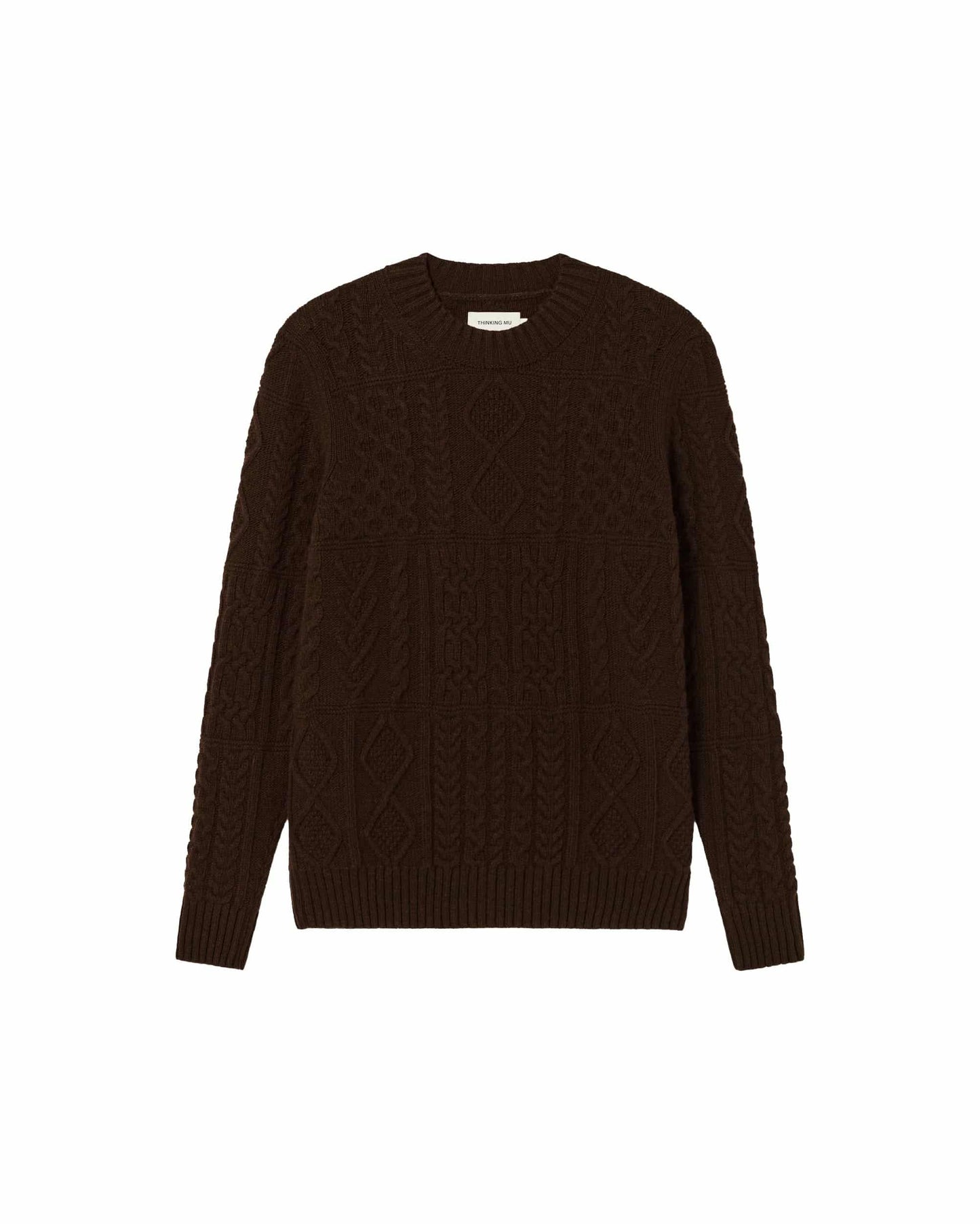 Pull col rond en laine certifiée | marron "brown rasta knitted sweater"