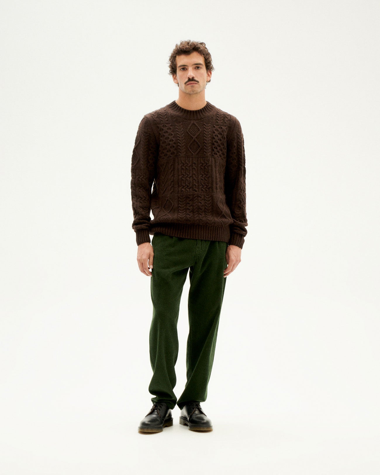 Pull col rond en laine certifiée | marron "brown rasta knitted sweater"