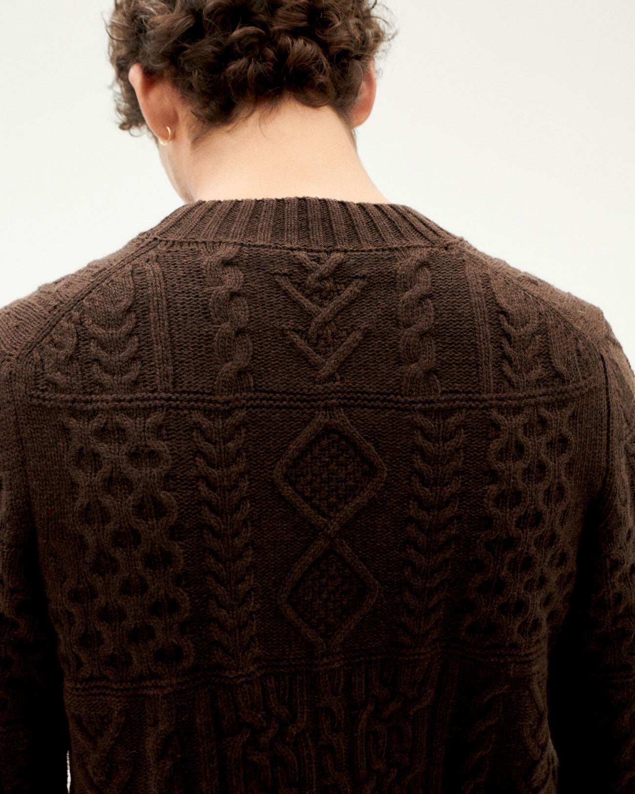 Pull col rond en laine certifiée | marron "brown rasta knitted sweater"