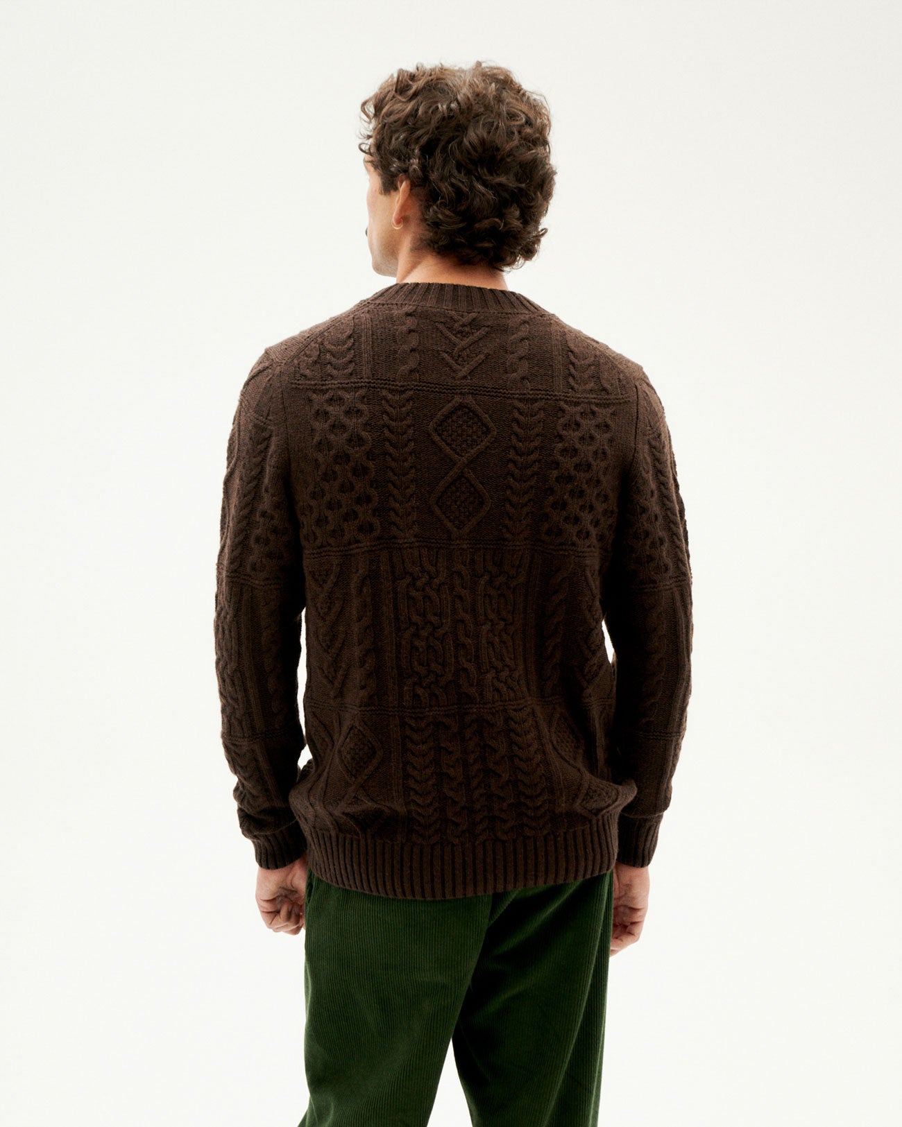 Pull col rond en laine certifiée | marron "brown rasta knitted sweater"