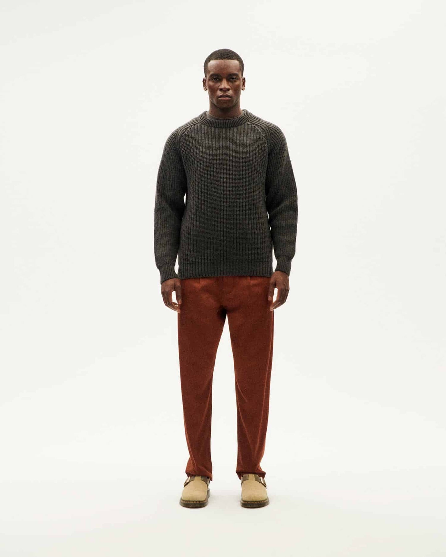 Pull en laine certifiée | vert "olive blue melange neo knitted sweater"