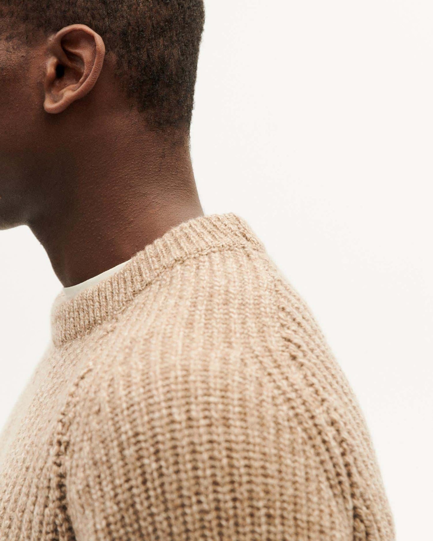 Pull en laine certifiée | beige "brown melange neo knitted sweater"