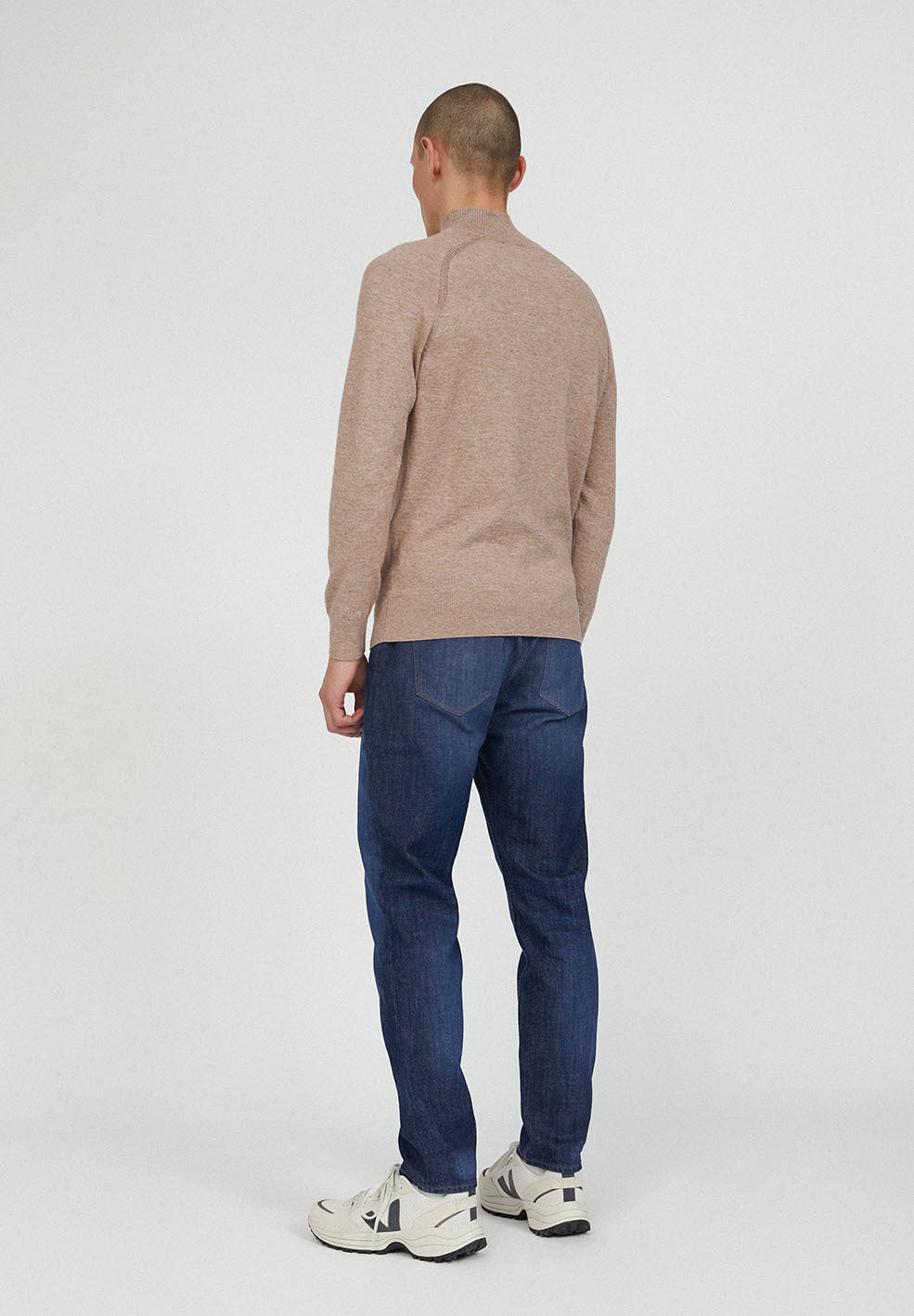 Pull à col cheminée caramel en alpaga et coton bio - mocaa