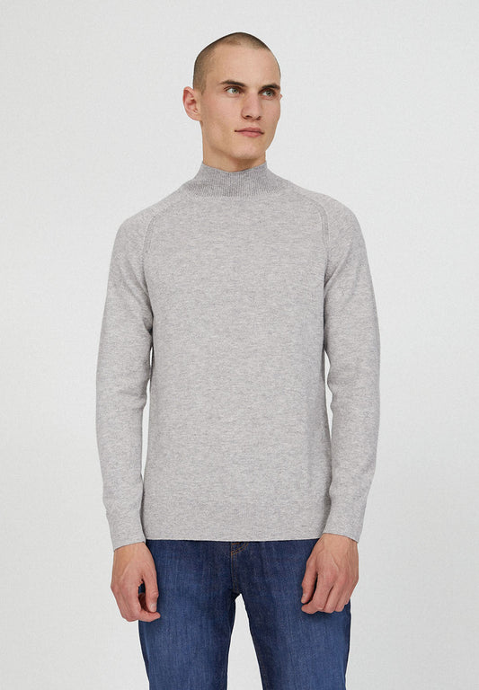 Pull à col cheminée gris en alpaga et coton bio - mocaa