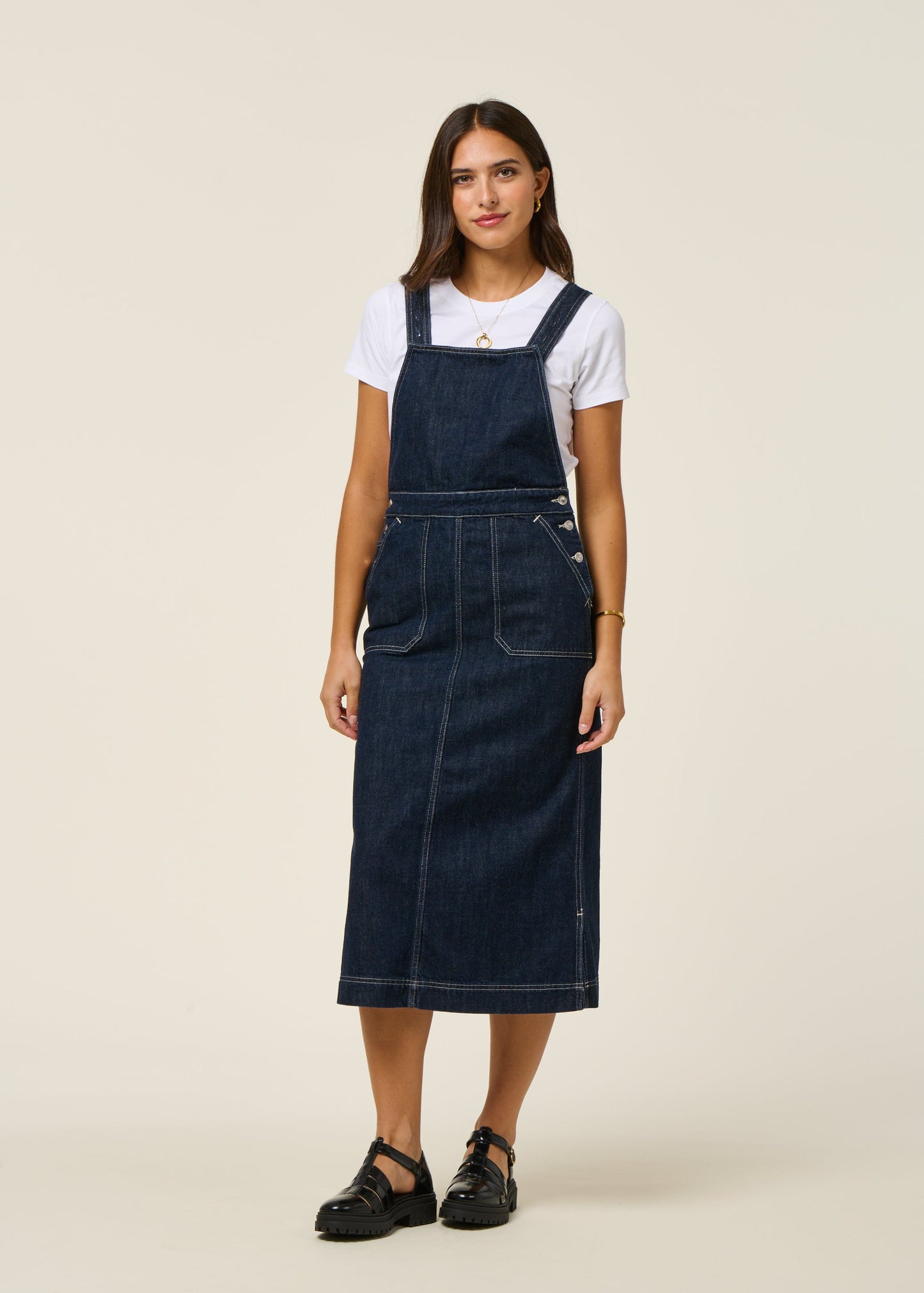 Robe denim en coton biologique | bleu "malwa workwear denim dress - dark blue"