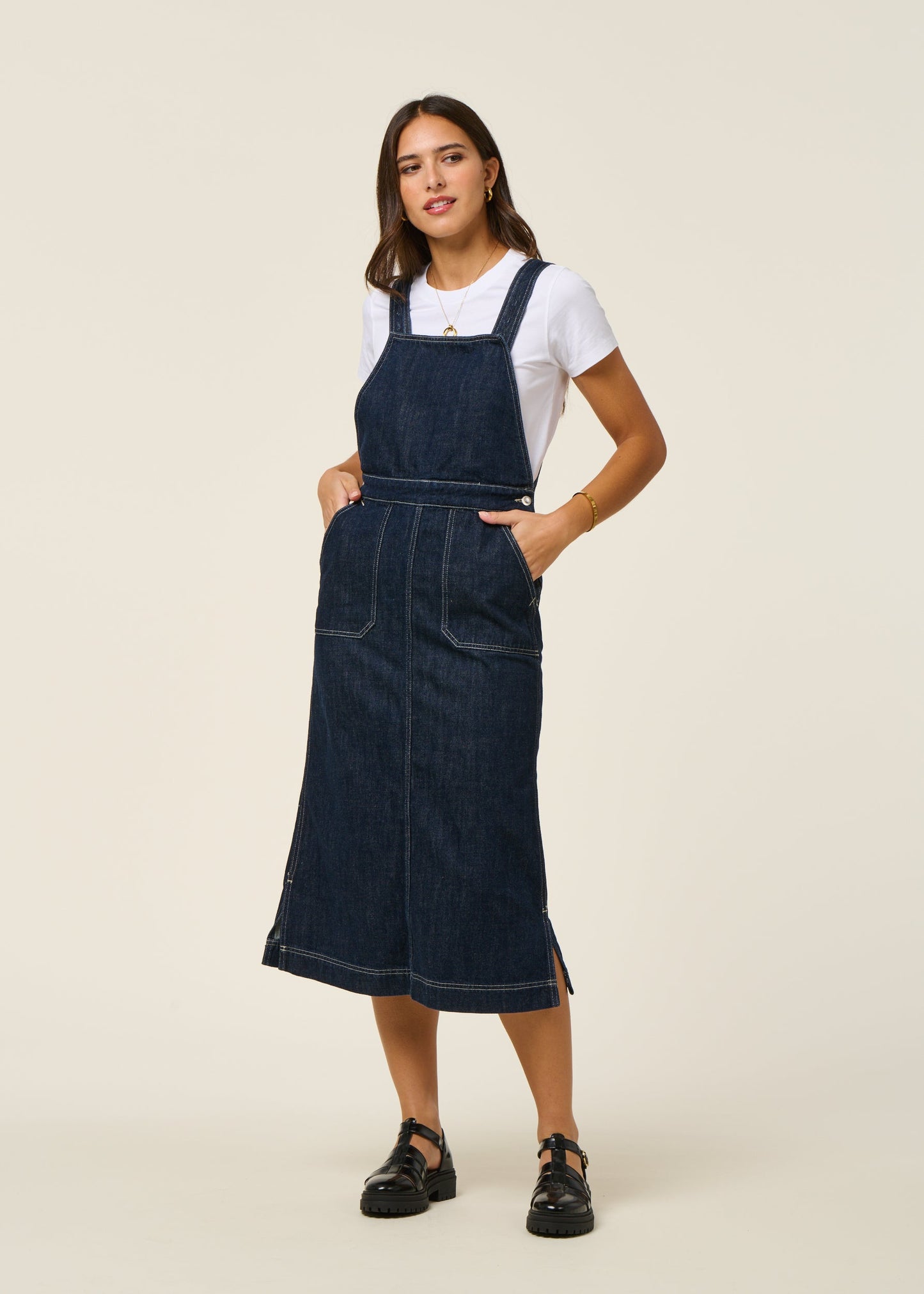 Robe denim en coton biologique | bleu "malwa workwear denim dress - dark blue"