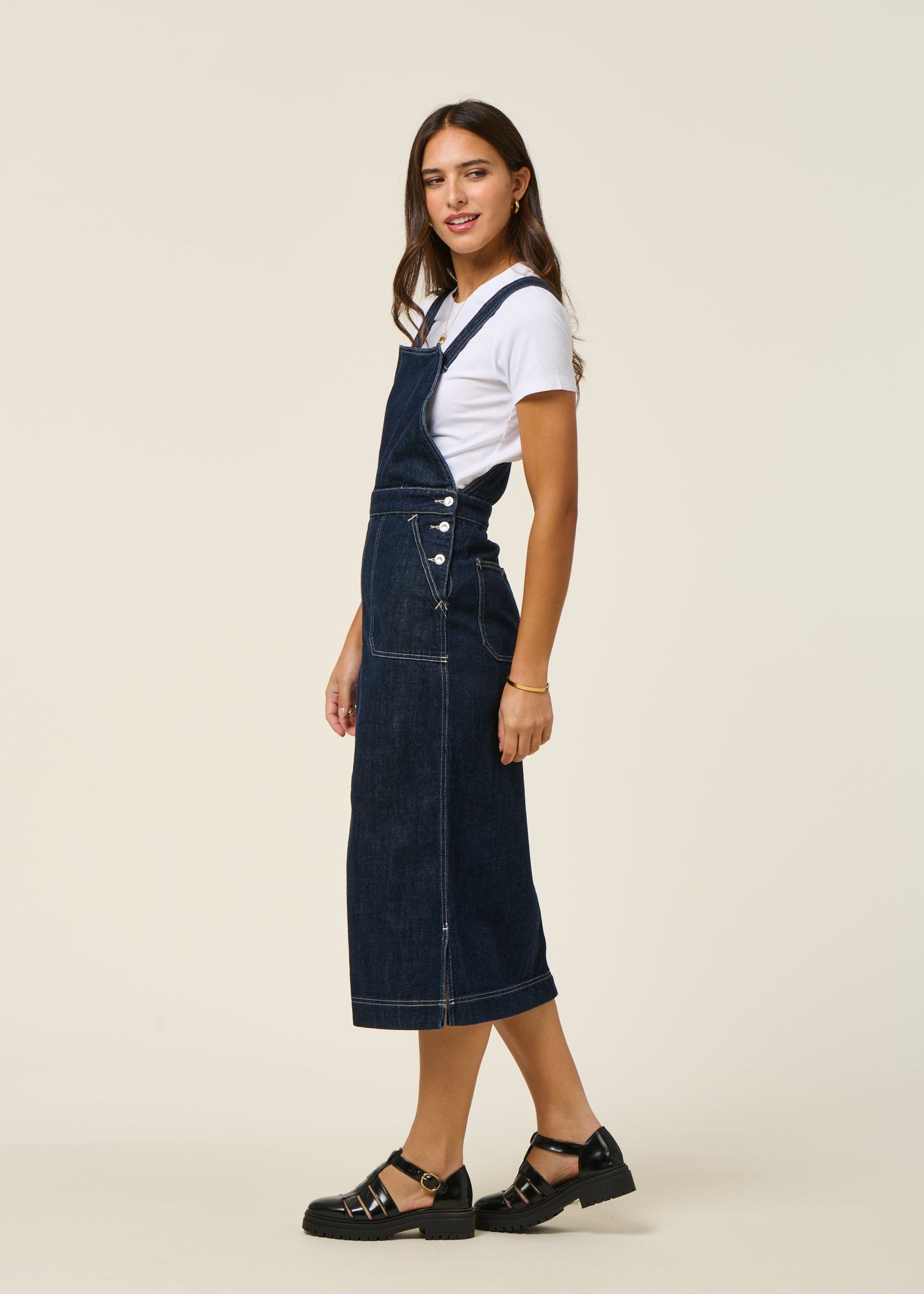 Robe denim en coton biologique | bleu "malwa workwear denim dress - dark blue"