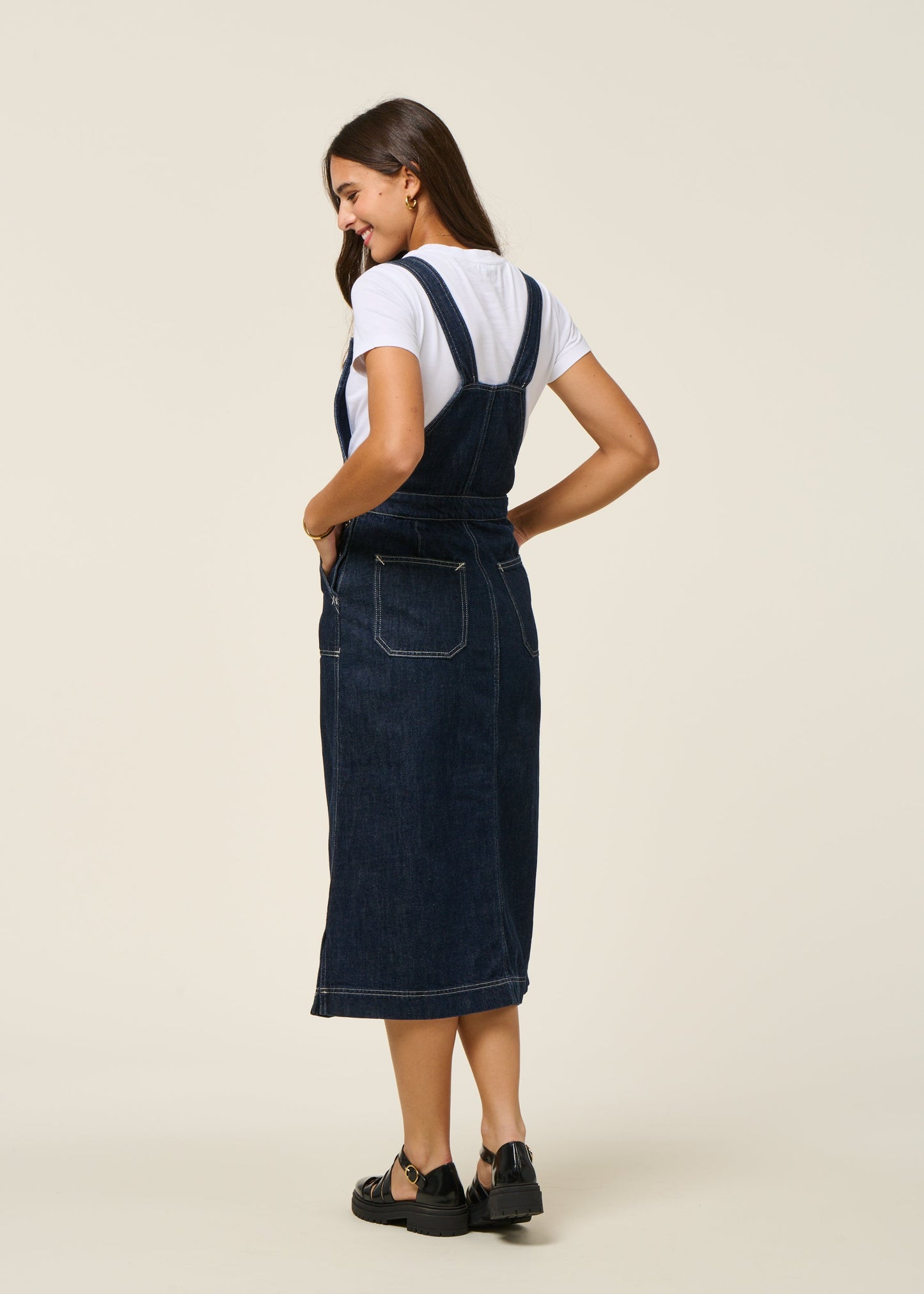 Robe denim en coton biologique | bleu "malwa workwear denim dress - dark blue"