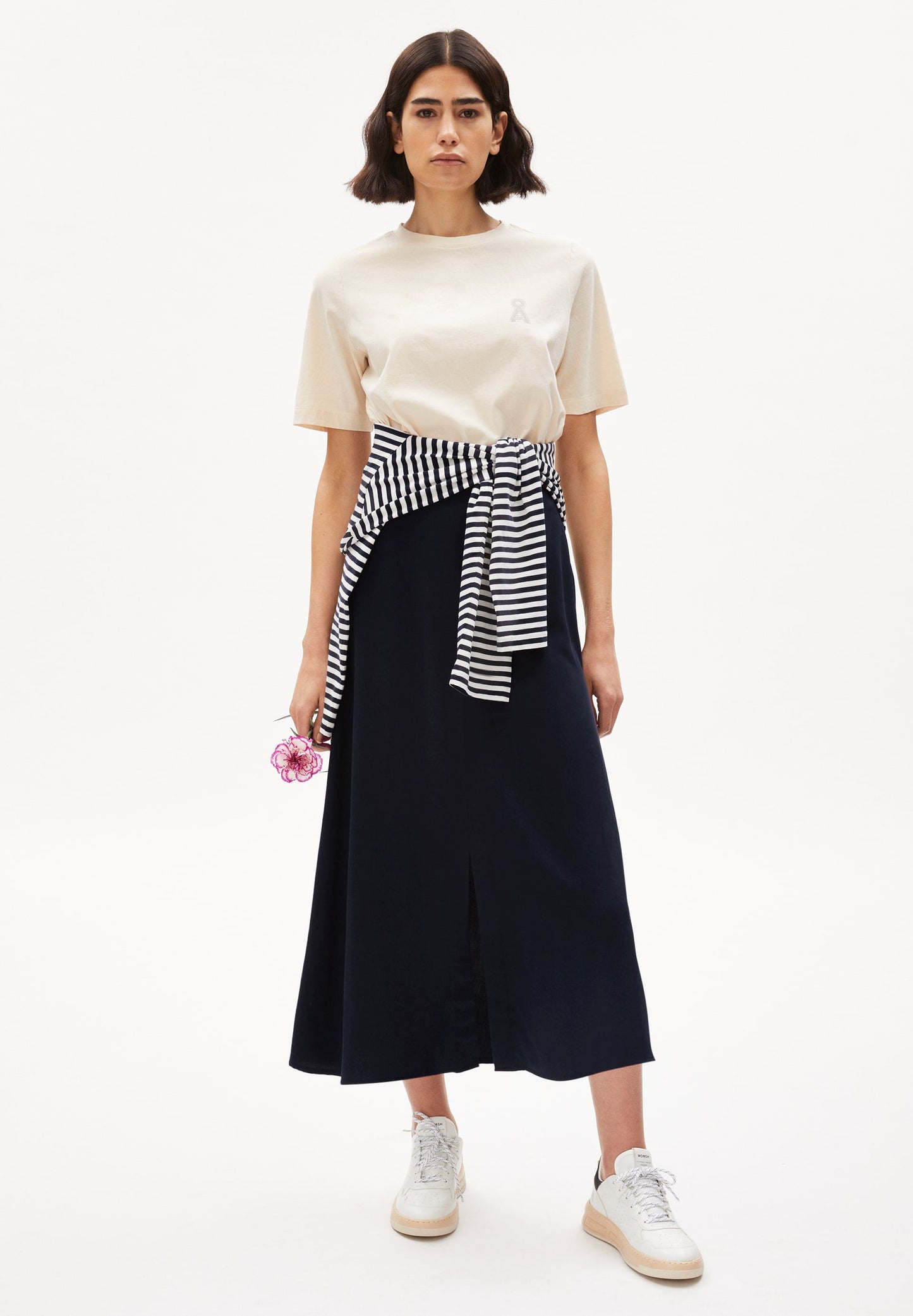 Jupe midi marine en ecovero - monicaa night sky