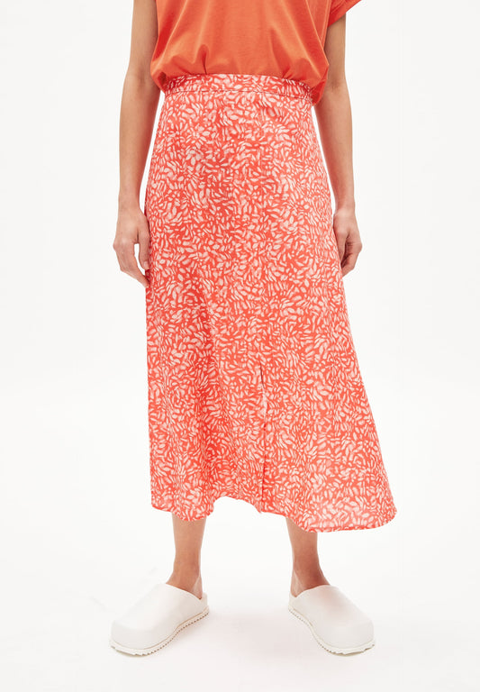 Jupe midi à motifs en tencel - Monicaa water dots hibiscus