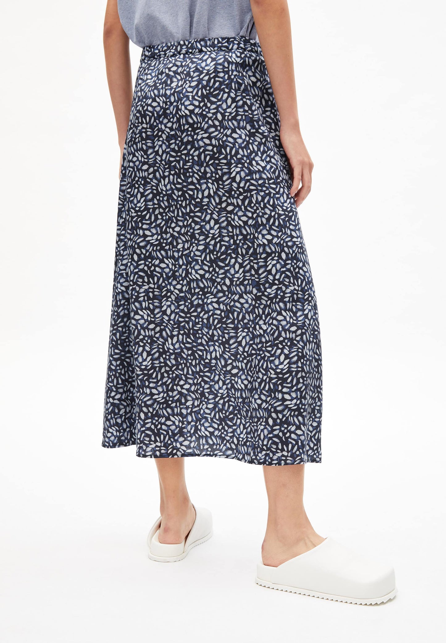 Jupe longue bleue à motifs en tencel - monicaa water dots night sky