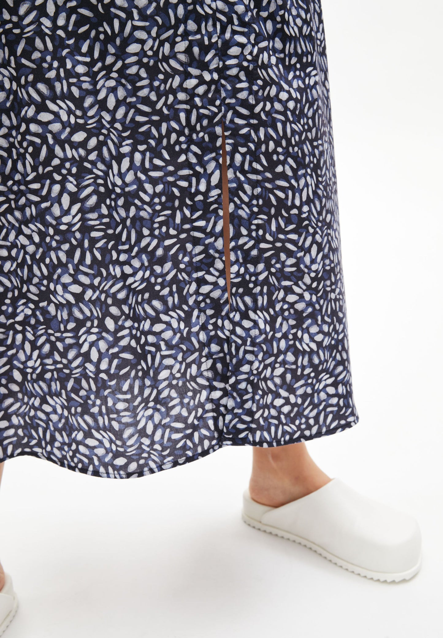 Jupe longue bleue à motifs en tencel - monicaa water dots night sky