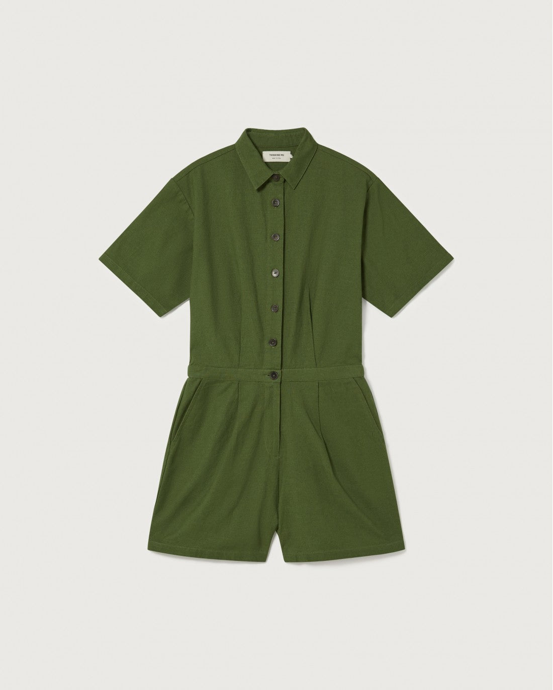 Combishort en coton bio | Vert "green agata jumpsuit"