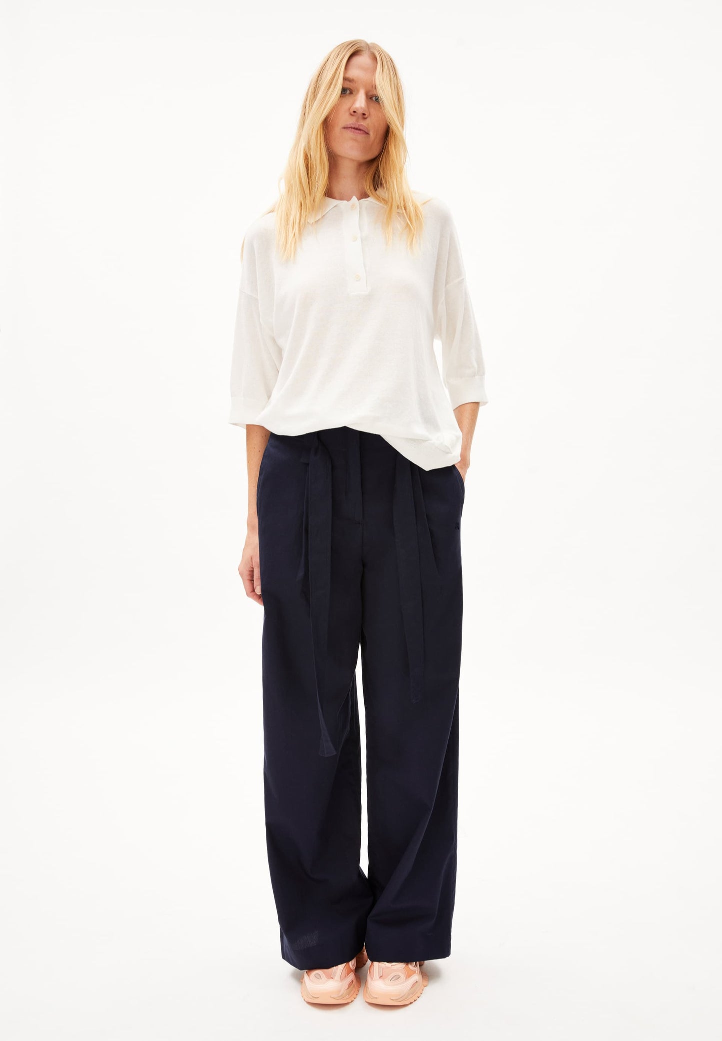 Pantalon ample en coton bio | marine "morenaaja night sky"