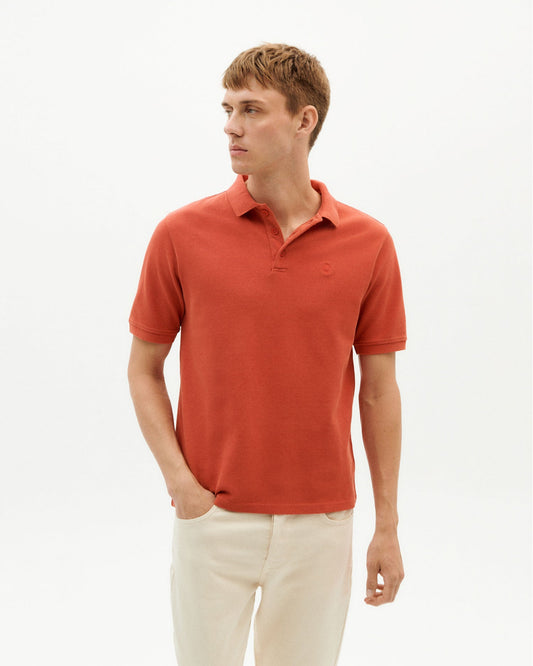 Polo rouge orangé en coton bio - crimson sun polo