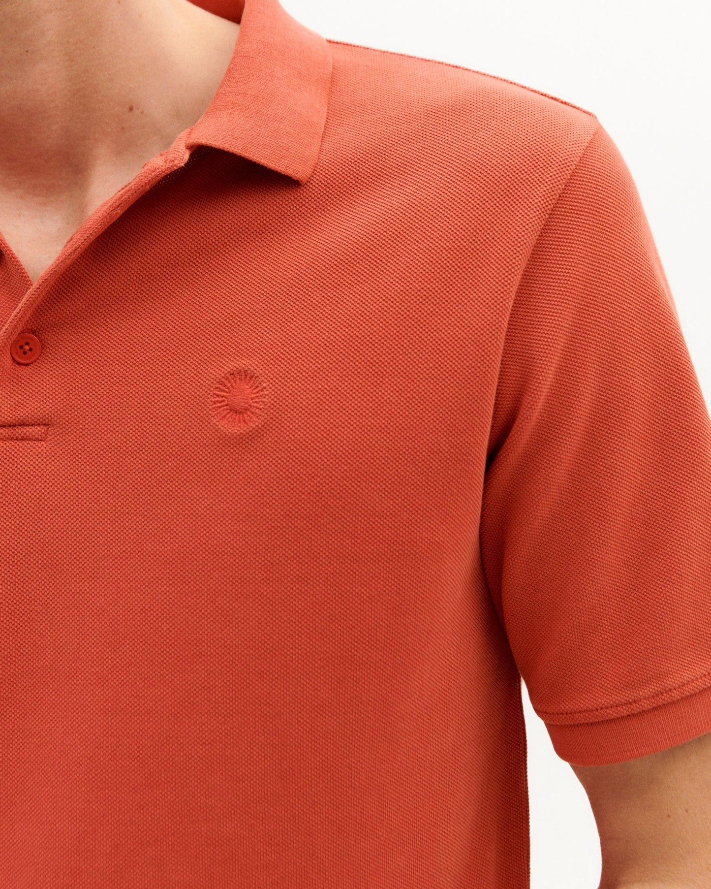 Polo rouge orangé en coton bio - crimson sun polo