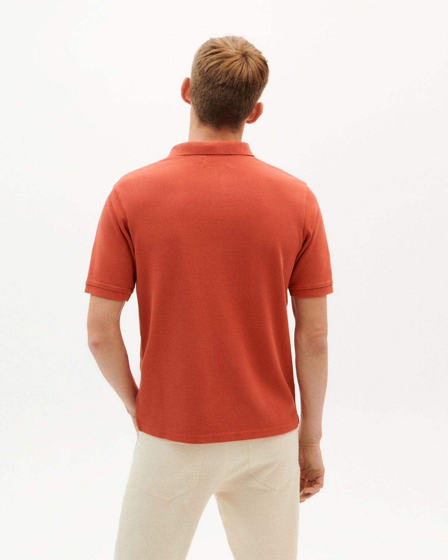 Polo rouge orangé en coton bio - crimson sun polo