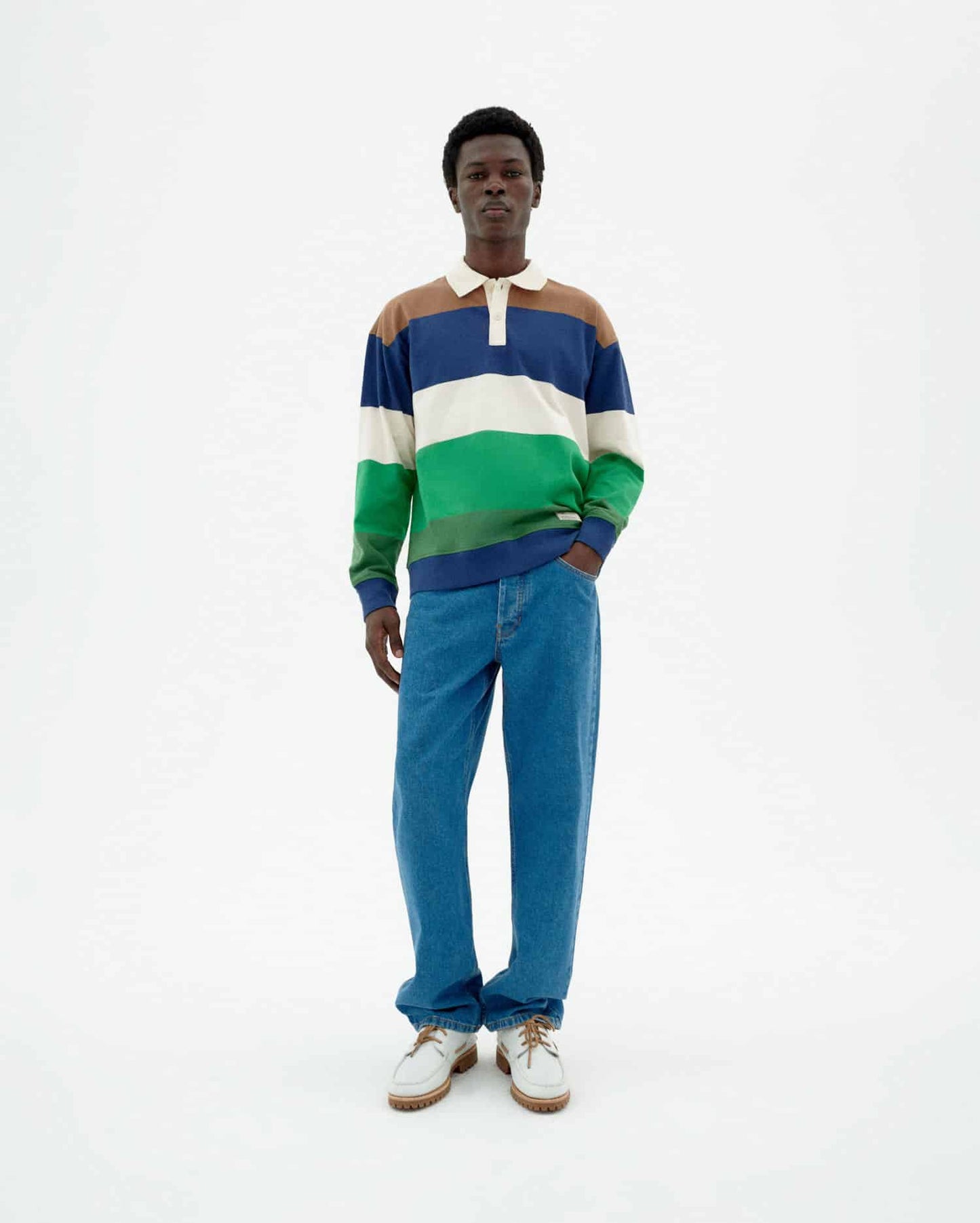 Polo manches longues en coton bio | rayé "Land stripes bob polo - multicolor"