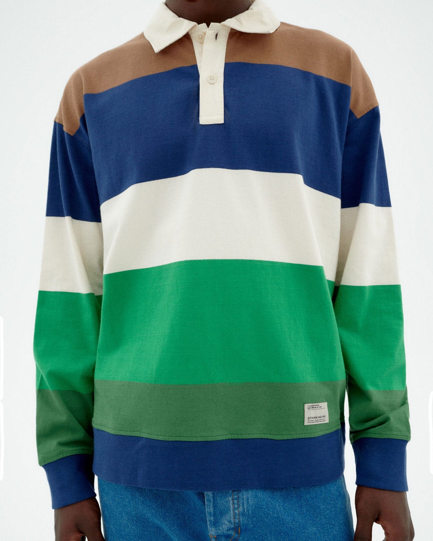 Polo manches longues en coton bio | rayé "Land stripes bob polo - multicolor"