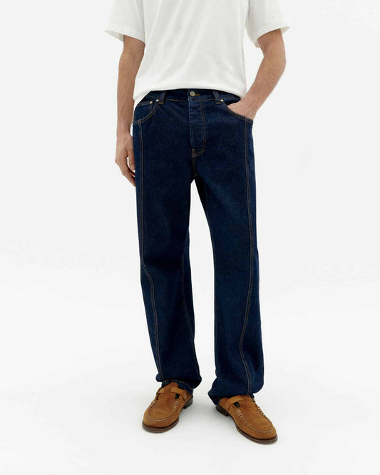 Jean ample en coton biologique | bleu "denim medium wash rainn pants - denim"