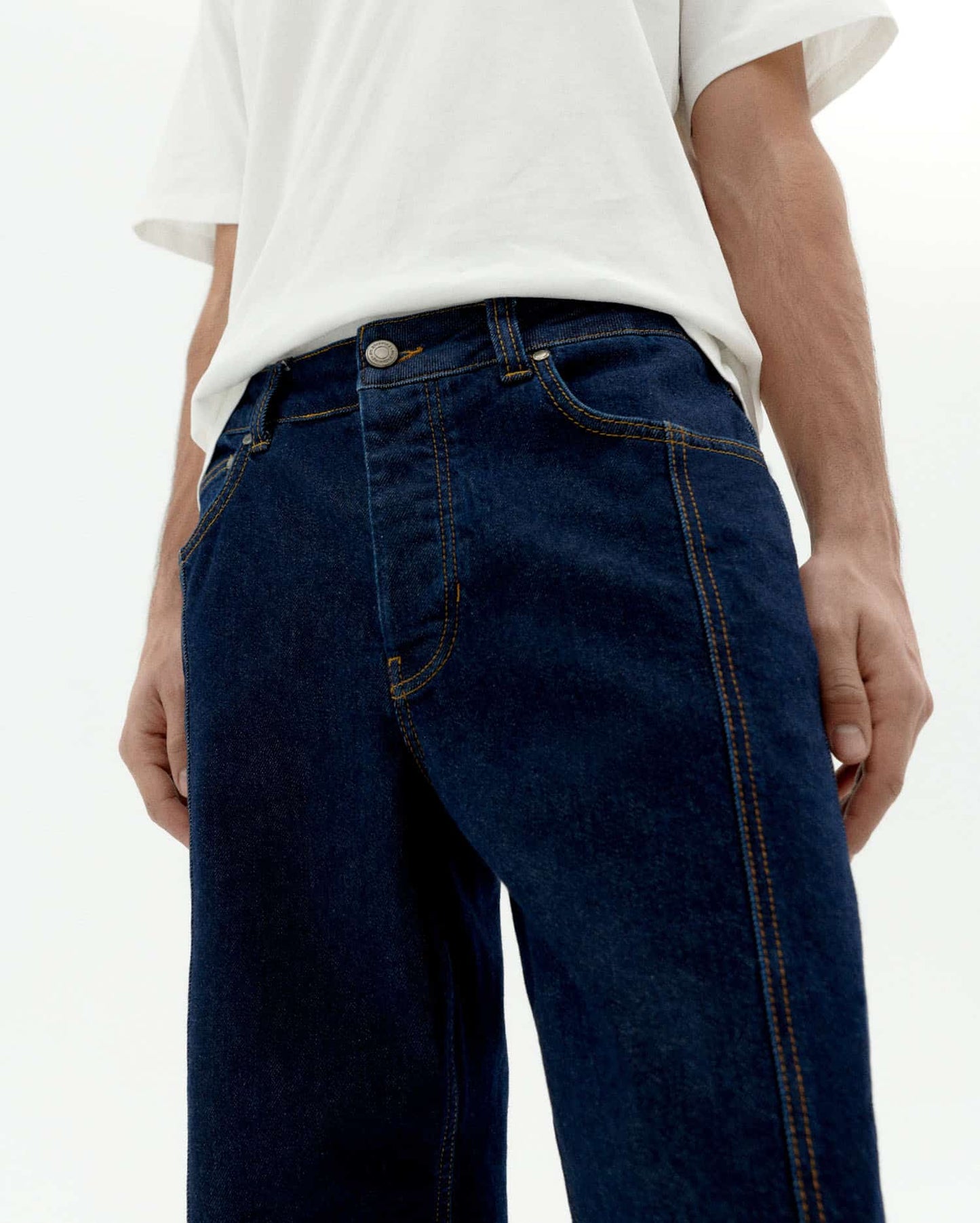 Jean ample en coton biologique | bleu "denim medium wash rainn pants - denim"