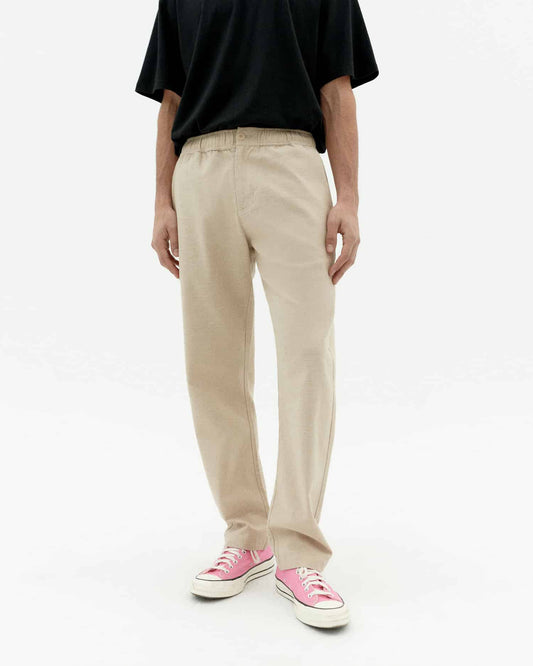 Pantalon droit léger en coton bio | écru "Oatmeal travel light pants"