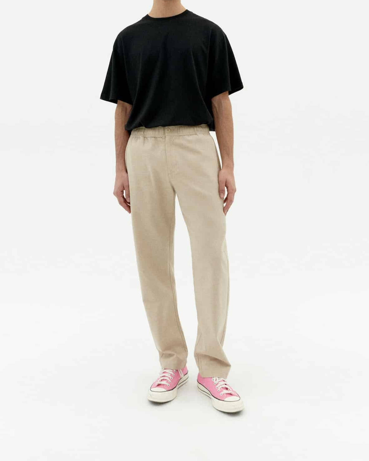 Pantalon droit léger en coton bio | écru "Oatmeal travel light pants"