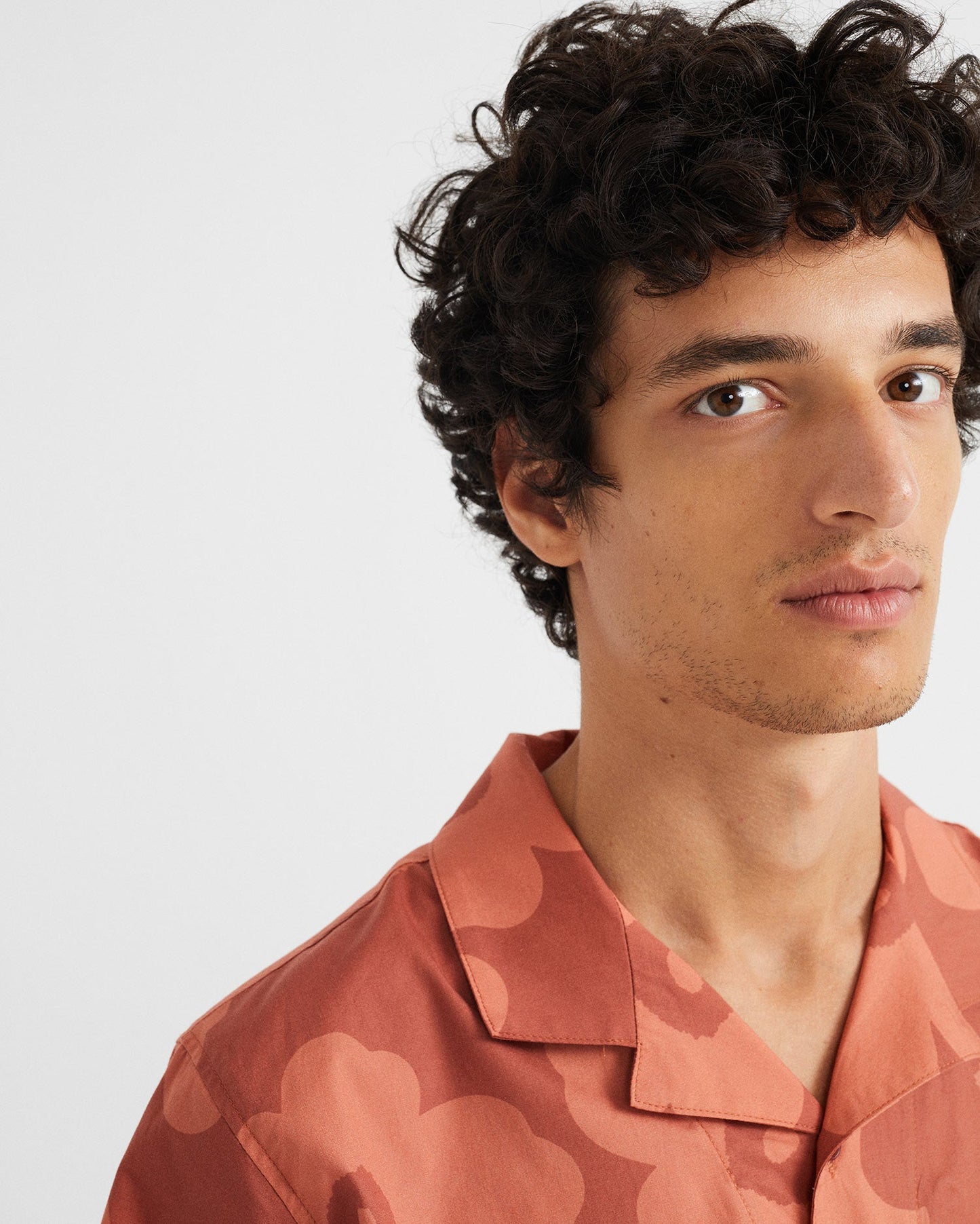 Chemise imprimé orange en coton bio et tencel - Leo