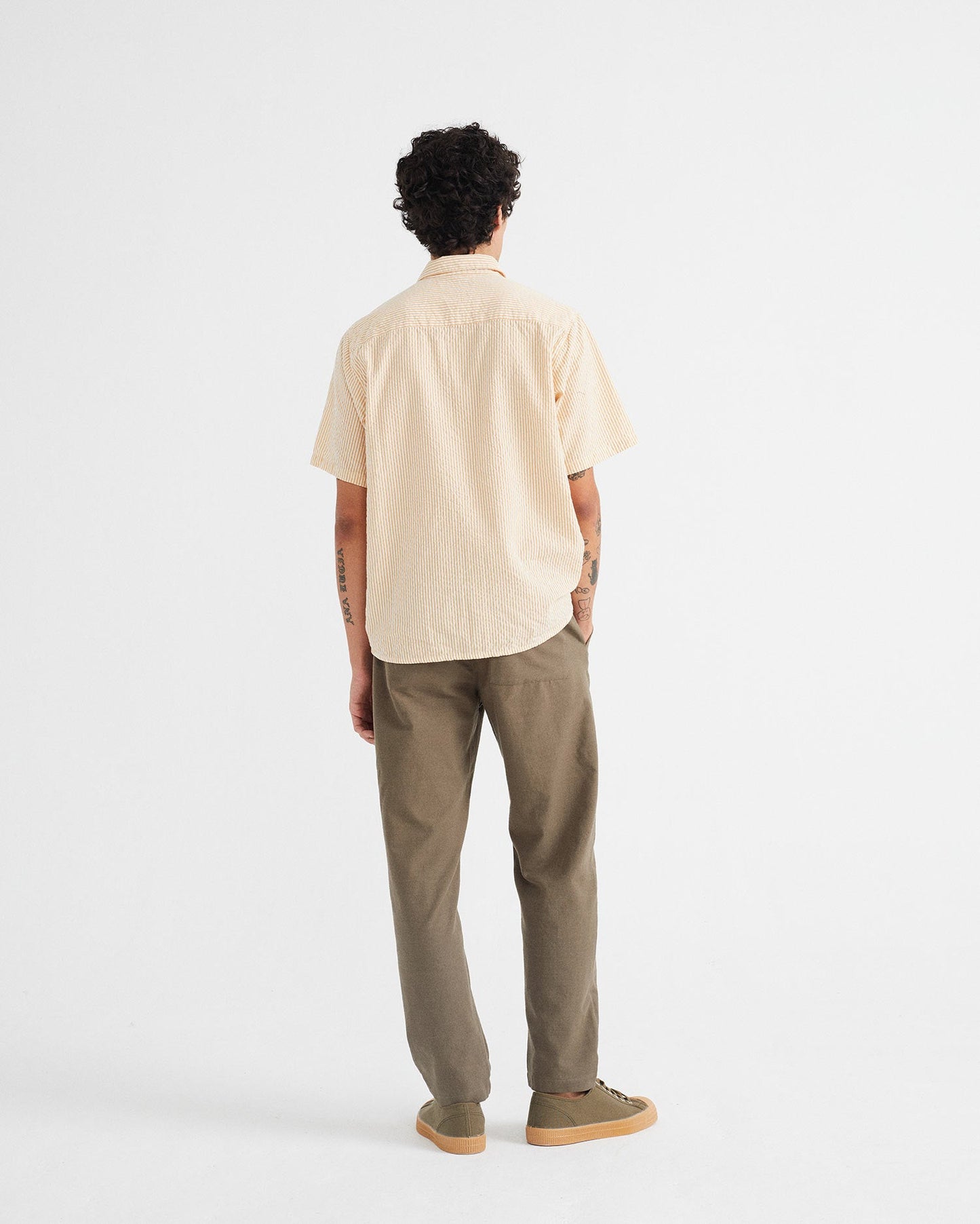Chemise manches courtes rayée jaune en coton bio - Tom